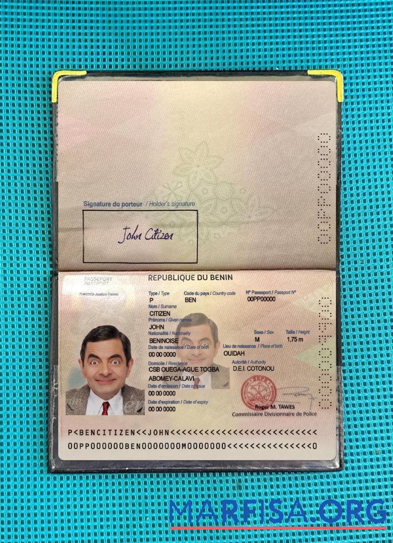 Downloadable Benin passport 2022 present photolook example